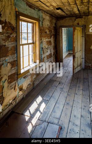 Innenraum des Gebäudes, Geisterstadt Bannack, Montana, USA Stockfoto