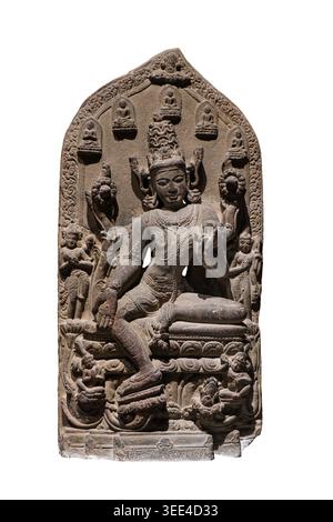 Avalokiteshvara in der Haltung der königlichen Leichtigkeit (lalitasana). Pala, 11. Jahrhundert n. Chr. Stein. Bihar. Höhe: 80 cm, Breite: 40 cm, Tiefe: 15 cm. Bodhisattva Stockfoto