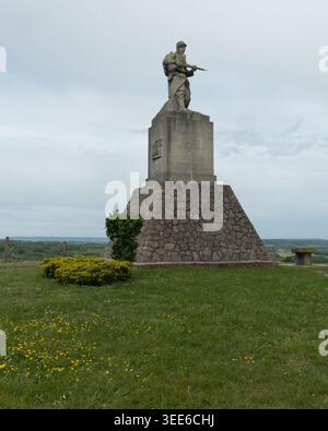 Das Denkmal für die 11. Französische Division (oder Soldat du Léomont) befindet sich auf dem Hügel Léomont in Vitrimont, Frankreich Stockfoto