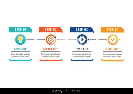 Infografik-Vorlage Für Vierstufige Geschäftsprozesse, Modern Timeline Roadmap Vector Layout Stock Vektor