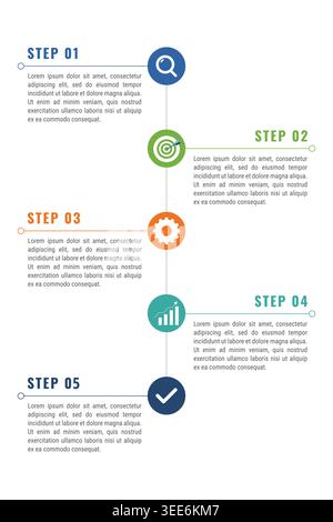Infografik-Vorlage Für Fünf-Stufen-Zeitrahmen, Roadmap Für Geschäftsprozesse Vektordesign Stock Vektor