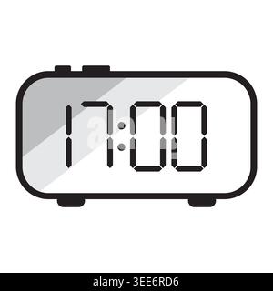 Digitaler Wecker mit 16-hundert-Stunden-Vektor. Ideal für einfaches Design mobiler Schnittstellen und Zeitmanagement-Symbole. EPS 10. Stock Vektor