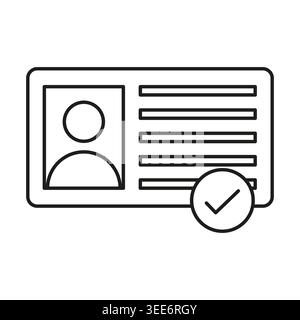 Verifizierte ID-Karte mit Häkchenvektor. Ideal für Sicherheits-Apps und Webschnittstellen zur Profilauthentifizierung. EPS 10. Stock Vektor