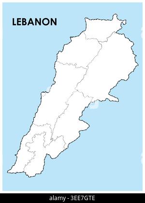 Vektorillustration der detaillierten Vektorkarte von ILebanon mit Ländergrenzen und sauberem Design auf isoliertem Hintergrund, ideal für Bildung und Geogra Stock Vektor