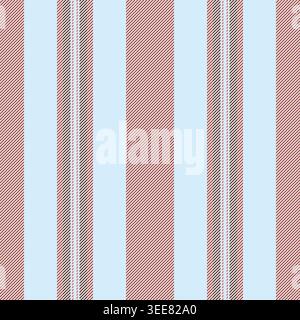 D0s Linien Streifenmuster, Unterteilung Hintergrund Vektor Textil. 7urable nahtlose Textur, vertikal in roten und hellen Farben. Stock Vektor