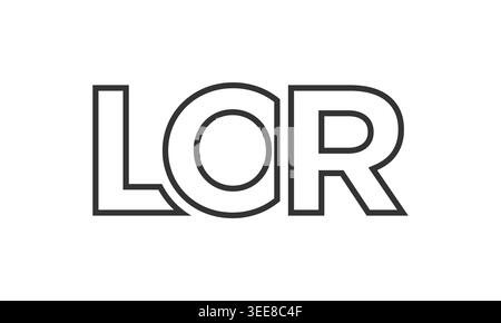 LOR-Logo-Vorlage mit starkem und modernem, fettgedrucktem Text. Anfänglich basierter Vektorlogotyp mit einfacher und minimaler Typografie. Trendige Firmen-ID Stock Vektor