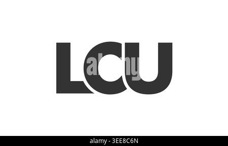 LCU-Logo-Designvorlage mit starkem und modernem, fettgedrucktem Text. Anfänglich basierter Vektorlogotyp mit einfacher und minimaler Typografie. Trendige Firmen-ID Stock Vektor
