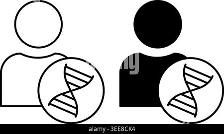 DNA-Symbole. Schwarzweiß-Vektor-Illustration. Desoxyribonukleinsäure, Molekül mit menschlicher genetischer Information. Wissenschaft, Medizin. Konzeptanatomie Stock Vektor