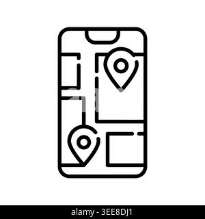 GPS-Farbliniensymbol. Vektorisoliertes Element. Bearbeitbare Kontur. Stock Vektor