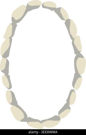 Steinrahmen, Felsenrand. Leerer Cartoonrahmen Aus Kleinen Steinen. Handgezeichnete Vektorgrafik Stock Vektor