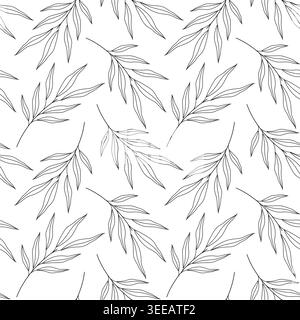 Umrandung nahtloses Muster aus Olivenzweigen minimalistisch flaches Design mediterraner Hintergrund. Isolierte Vektor-Illustration Druck Textil Hintergrundbild oder Digital Papier Hintergrund Werbebanner Tag Stock Vektor