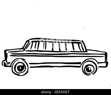 Hand Gezeichnet Hochzeit Limousine Vektor Line Art Stock Vektor
