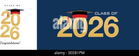 Graduierungsklasse von 2026 Zitaten Sublimation Stock Vektor