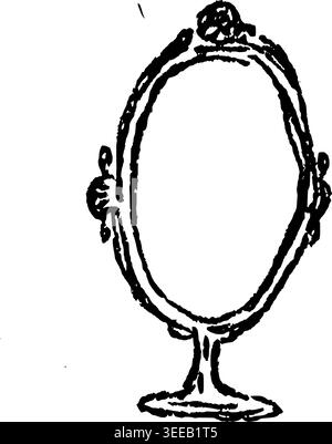 Handgezeichnete Stehende Ovale Spiegel-Vektor-Illustration Stock Vektor