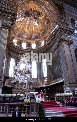 Neapel, Italien, 08. Mai 2026. Papst Leo XIV. Hält seine Rede während eines Treffens mit dem Klerus in der Kathedrale von Neapel. Maria Grazia Picciarella/Alamy Live News Stockfoto