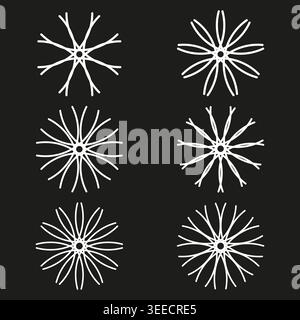 Abstrakte geometrische Starburst-Symbole legen den Vektor fest. Dekorative lineare Elemente bieten vielseitige Elemente für moderne Branding- und Logodesigns. EPS 10. Stock Vektor