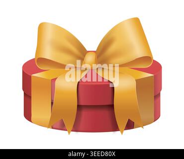 Rote Geschenkbox mit goldener Schleife. Vektorabbildung Stock Vektor