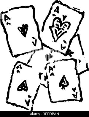 Handgezeichnete Spielkarten Vektor-Illustration Stock Vektor