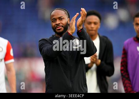 Rotterdam, Niederlande. Mai 2026. Rotterdam - Raheem Sterling von Feyenoord Rotterdam während der 33. Wettkampfrunde der Eredivisie Saison 2025/2026. Das Spiel findet am 10. Mai 2026 in Rotterdam, Niederlande, zwischen Feyenoord Rotterdam und AZ Alkmaar in de Kuip statt. Credit: Box to Box Pictures/Alamy Live News Stockfoto