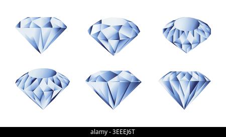 Set aus elegantem Edelstein, Diamanten mit Farbverlauf. Stock Vektor