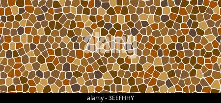 Nahtloses Muster aus braunem Mosaikstein mit Kieselsteinen. Wiederholter Kopfsteinpflasterhintergrund. Beigefarbener Steinfußweg mit gepflasterter Textur. Tessellierfelsenwiederholte Tapete. Vektor-Landschaftsgestaltung Pflasterhintergrund Stock Vektor
