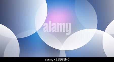 Abstrakter Hintergrund mit einem Muster aus weichen, sich überlappenden weißen Kreisen auf einem leuchtend blau-violetten Hintergrund, der ein modernes Design schafft. Stockfoto