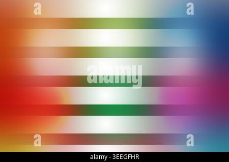 Ein lebendiger abstrakter Hintergrund mit horizontalen Streifen mit einem glatten, mehrfarbigen Farbverlauf von warmen zu kühlen Tönen. Stockfoto