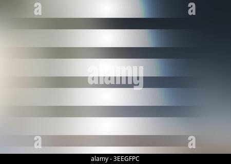 Ein abstrakter Hintergrund mit horizontalen Streifen mit dezentem Lichteffekt, der kühle Töne und metallische Reflexe verbindet. Stockfoto