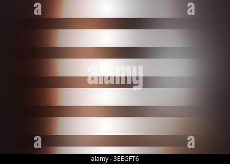 Ein raffinierter abstrakter Hintergrund mit horizontalen Streifen, die zwischen Bronze- und Silbertönen wechseln, mit einem dezenten Lichteffekt. Stockfoto