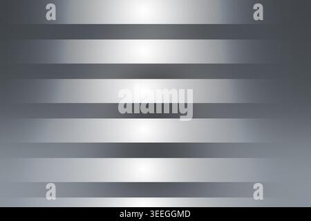 Ein eleganter abstrakter Hintergrund mit horizontalen metallischen silbernen Verlaufsstreifen, die einen raffinierten und polierten industriellen Look schaffen. Stockfoto