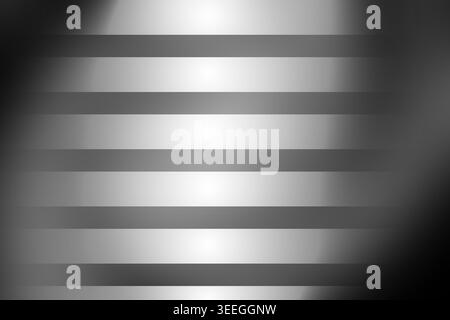 Ein raffinierter monochromer Hintergrund mit horizontalen Streifen mit einem dezenten Lichtverlauf, der eine metallische oder industrielle Ästhetik schafft. Stockfoto