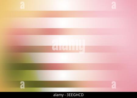 Ein weicher und traumhafter abstrakter Hintergrund mit horizontalen Streifen in Pastellrosa und warmen Goldtönen, mit einem sanften, leichten Schein. Stockfoto