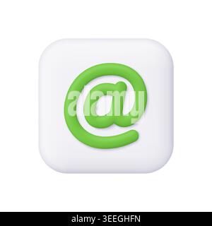Grünes AT-Symbol auf weißem quadratischem Abzeichen. E-Mail, Kommunikation, Kontakt, Internet, Messaging, soziale Medien und digitales Kommunikationskonzept. 3D-Vektor i Stock Vektor