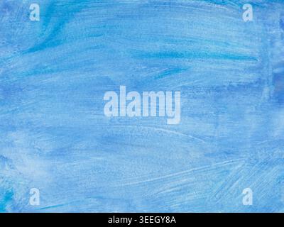 Blaue Aquarellfarbe mit sichtbaren Pinselstrichen. Abstrakter handgemachter Hintergrund mit Kopierraum. Design für Banner, Poster, Tapeten Stockfoto