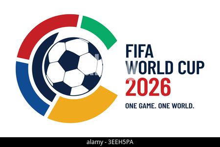 Modernes rundes Fußball-Emblem der FIFA Fussball-Weltmeisterschaft 2026 mit farbenfrohem globalem Design Stock Vektor
