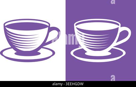Symbol für Kaffeetasse und Untertasse Stock Vektor