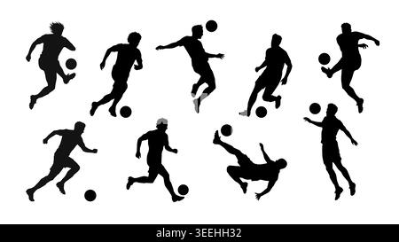 Set aus schwarzen Silhouetten in Aktion, isoliert auf weiß. Vektorgrafik-Elemente-Kollektion. Stock Vektor