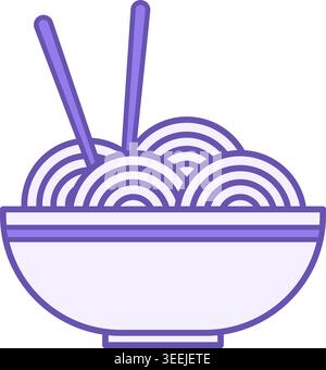 Symbol Für Farbige Nudeln. Vektorzeichnung. Spaghetti in Teller, Stäbchen. Mahlzeitkonzept Stock Vektor