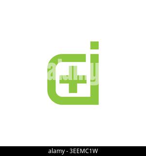 Letter ci IC einfach plus medizinischer geometrischer Logo-Vektor Stock Vektor