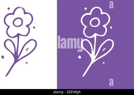 Handgezeichneter Blumenkontur-Illustrationssatz Stock Vektor