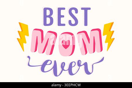 Vector Vintage typografisches Logo für Muttertag. Retro-Emblem für die beste Mutter. Poster von der besten Mutter für den Muttertag. Stock Vektor
