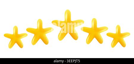 Vektorsymbole mit fünf gelben Sternen in glänzenden Farben. Erfolge bei Spielen oder Kundenbewertungen der Website. Vektorillustration von Sternen in Realis Stock Vektor