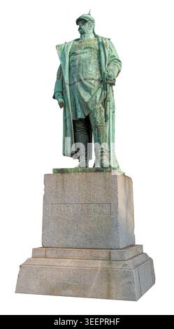 Bismarck-Gedenkstätte in der Universitätsstadt Mannheim, isoliert auf weißem Hintergrund. Stockfoto