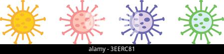 Bunte abstrakte Virusbakterien Mikrobe Icon Set Sammlung für Gesundheit medizinische Wissenschaft Krankheit Konzept Vektor Grafik Illustration Stock Vektor