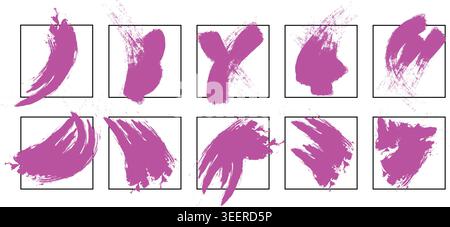 Rosa Aquarellpinsel Pinselstrich Splatter Set unordentliche Farbmarke modernes grafisches Design Element Sammlung Vektor Illustration Bündel Pinsel, Strich, pink, wa Stock Vektor