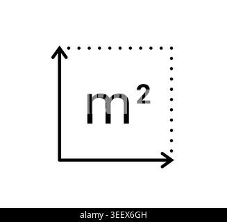 Symbol für Flächenmessung in Quadratmetern. M2 Tiefe Zimmer quadratisch Nummer Stock Vektor