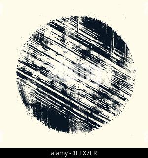 Grunge Distressed Circle Texture Hintergrund abstrakte Pinsel. Gestreifte, raue Vintage-Grafik mit minimalistischem, modernem Design Stock Vektor