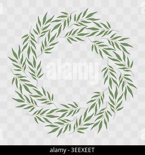 Olivenzweige runder Kranzrahmen minimalistisch flache botanische Grenze eleganter mediterraner Vorlagenstil. Vektor-Hochzeitseinladung Grußkarte Logo-Branding, Etikett, Tag, Banner und Social-Media-Design Stock Vektor