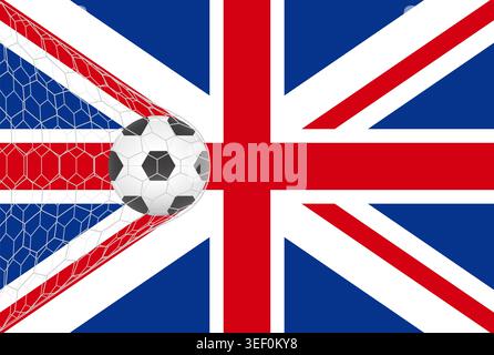 Flagge von Großbritannien mit Fußball. Football Championship-Konzept. Vektorabbildung. Stock Vektor