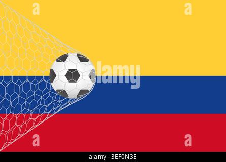 Flagge von Kolumbien mit Fußball. Football Championship-Konzept. Vektorabbildung. Stock Vektor